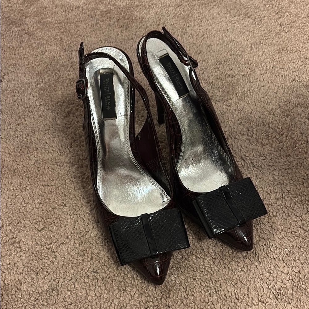 Elegant Black and Burgandy Slingback Heels